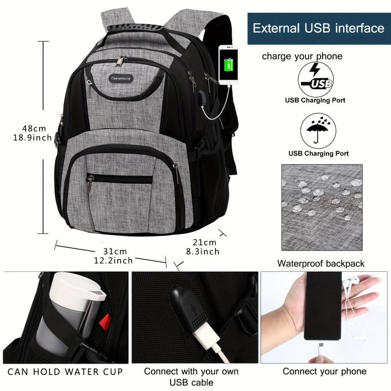 Large Capacity USB Laptop Backpack 43 18 cm Water Resistant Travel Backpack