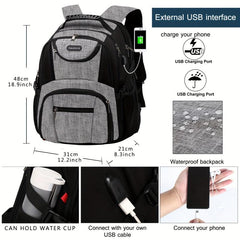 Large Capacity USB Laptop Backpack 43 18 cm Water Resistant Travel Backpack