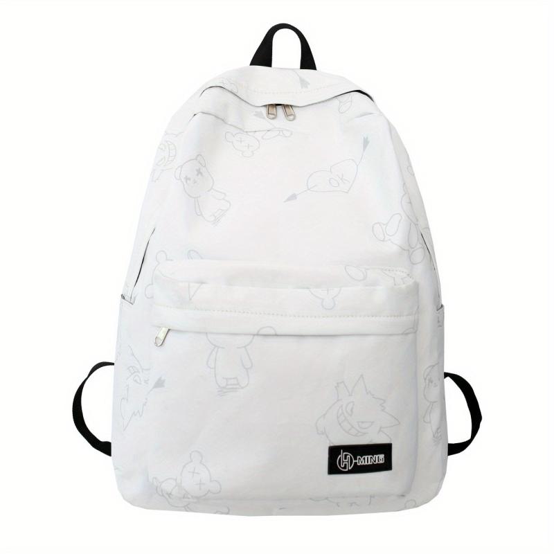 Bear Pattern Canvas Backpack Unisex Student Commuter Bag
