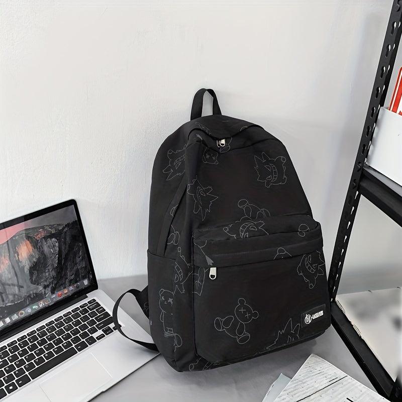 Bear Pattern Canvas Backpack Unisex Student Commuter Bag