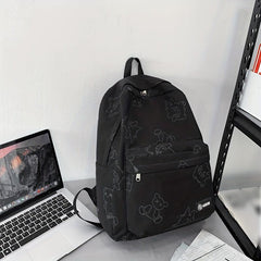 Bear Pattern Canvas Backpack Unisex Student Commuter Bag