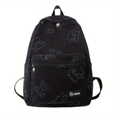 Bear Pattern Canvas Backpack Unisex Student Commuter Bag