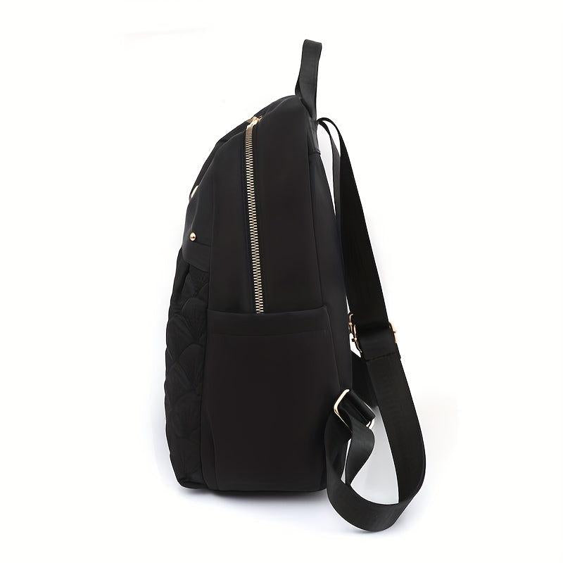 Embroidered Solid Backpack For Travel Commuting
