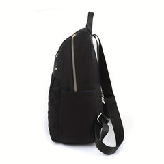 Embroidered Solid Backpack For Travel Commuting
