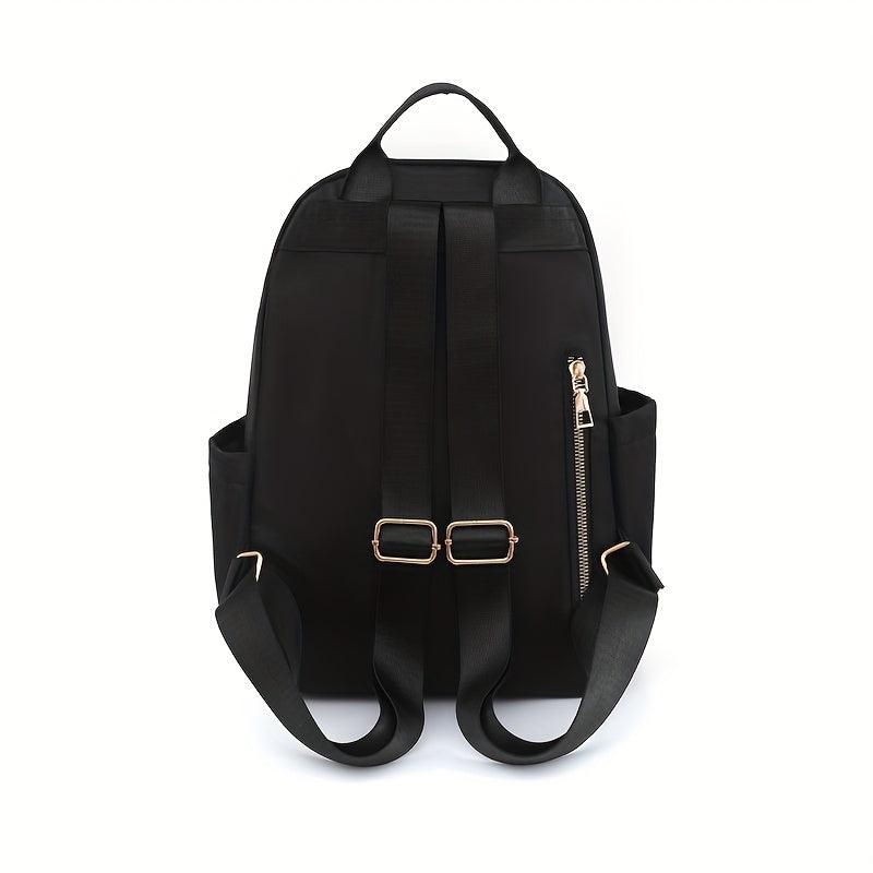 Embroidered Solid Backpack For Travel Commuting