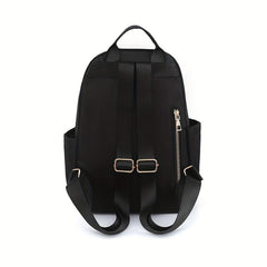 Embroidered Solid Backpack For Travel Commuting