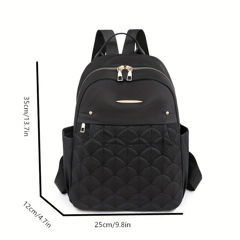 Embroidered Solid Backpack For Travel Commuting