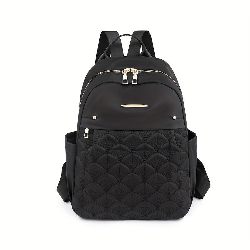 Embroidered Solid Backpack For Travel Commuting