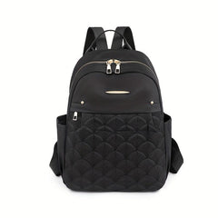 Embroidered Solid Backpack For Travel Commuting