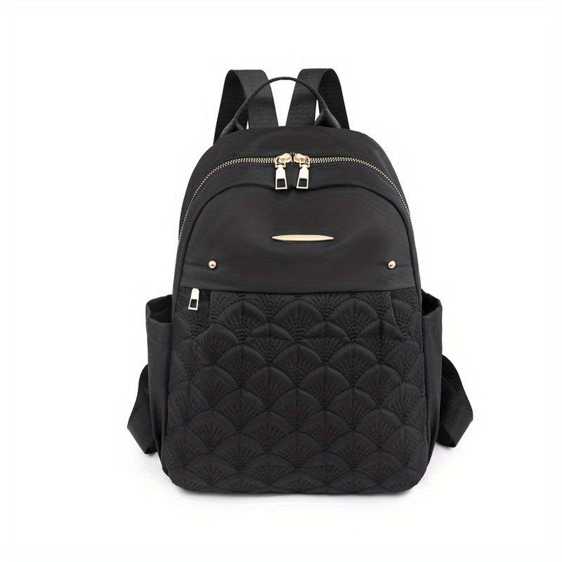 Embroidered Solid Backpack For Travel Commuting