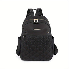 Embroidered Solid Backpack For Travel Commuting