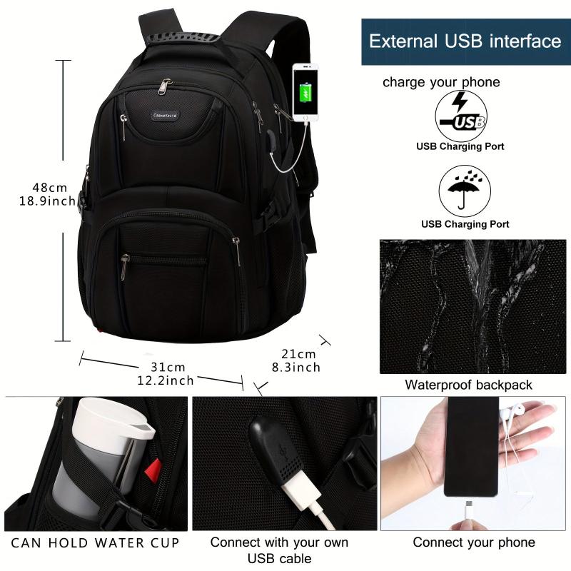 Large Capacity Travel Backpack with USB Charging Port