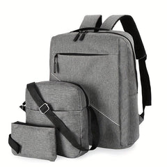 3pcs Grey Backpack Set for Men