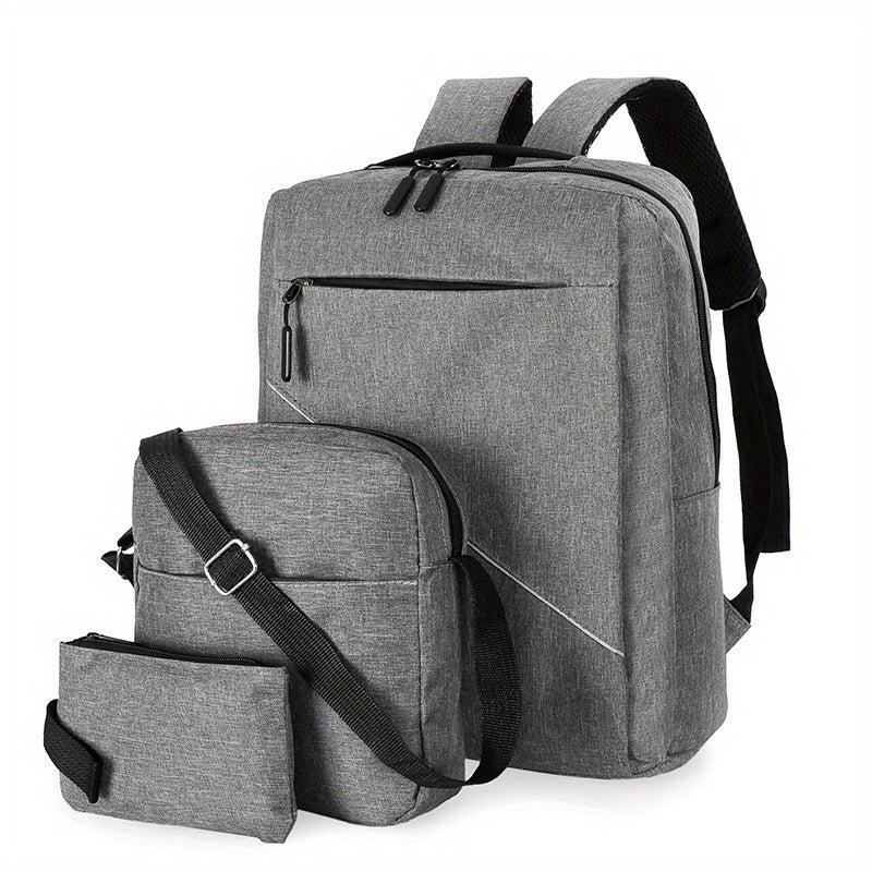 3pcs Grey Backpack Set for Men