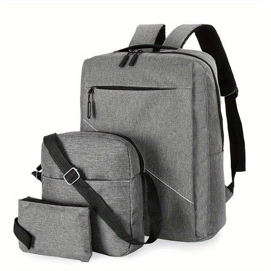 3pcs Grey Backpack Set for Men