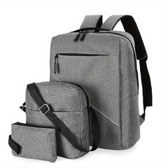 3pcs Grey Backpack Set for Men