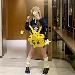 Yellow Pentagram Backpack Women's Double Shoulder Schoolbag
