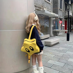 Yellow Pentagram Backpack Women's Double Shoulder Schoolbag