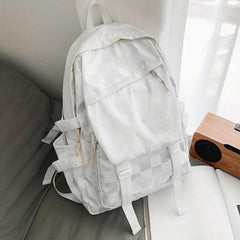 Men's Large Capacity Plaid Backpack Schoolbag Travel Bag