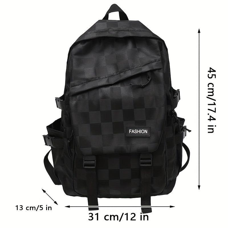 Men's Large Capacity Plaid Backpack Schoolbag Travel Bag