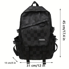 Men's Large Capacity Plaid Backpack Schoolbag Travel Bag