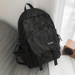 Men's Large Capacity Plaid Backpack Schoolbag Travel Bag