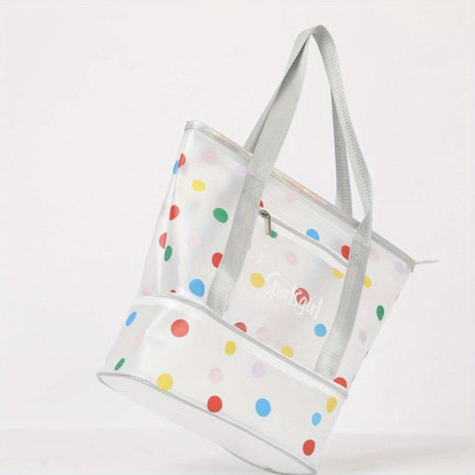 Polka Dot Beach Toiletry Bag Frosted Transparent Storage Large Capacity