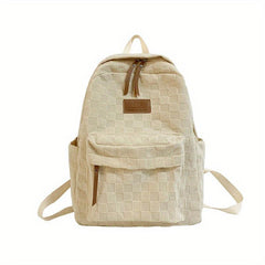 Casual Checkered School Bag Large Capacity Backpack