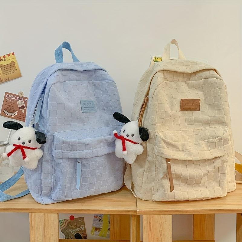 Casual Checkered School Bag Large Capacity Backpack