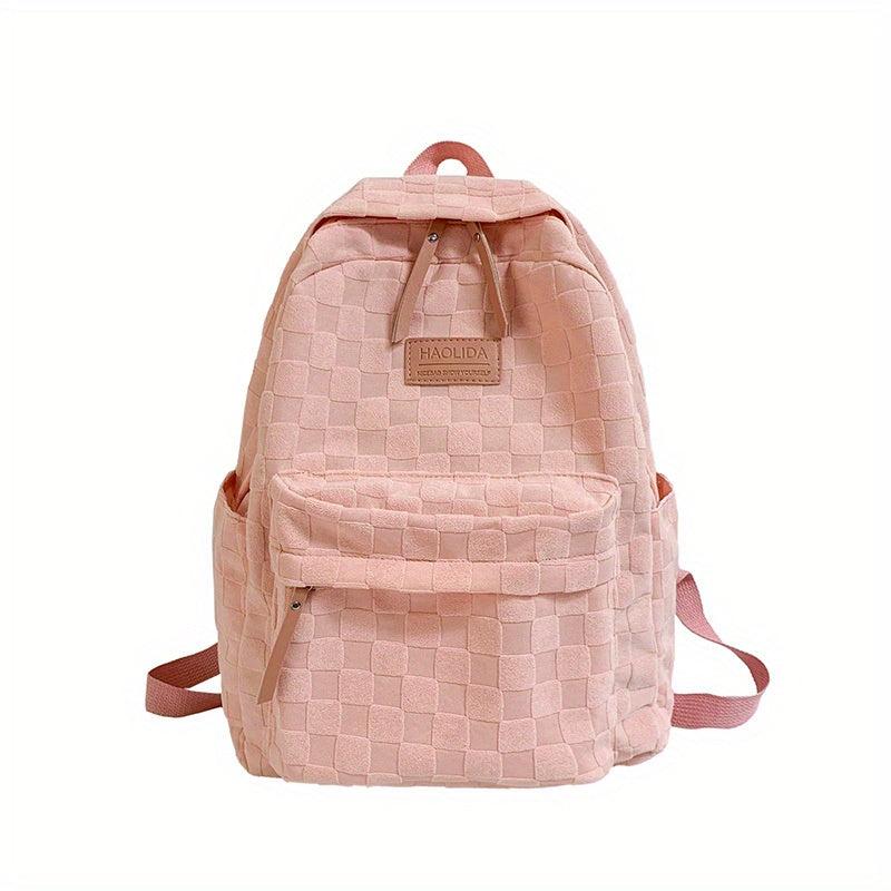 Casual Checkered School Bag Large Capacity Backpack