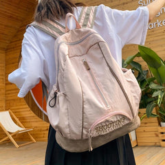 Nylon Vintage Backpack Soft Surface Large Capacity School Commuter Bag