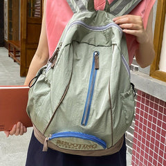 Nylon Vintage Backpack Soft Surface Large Capacity School Commuter Bag