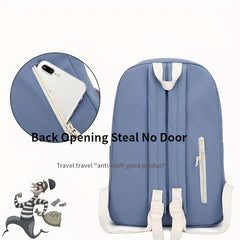 Waterproof Women Backpack Solid School Bag Anti Theft Laptop