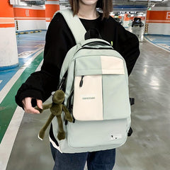 Contrast Backpack Large Capacity SchoolBag For Students