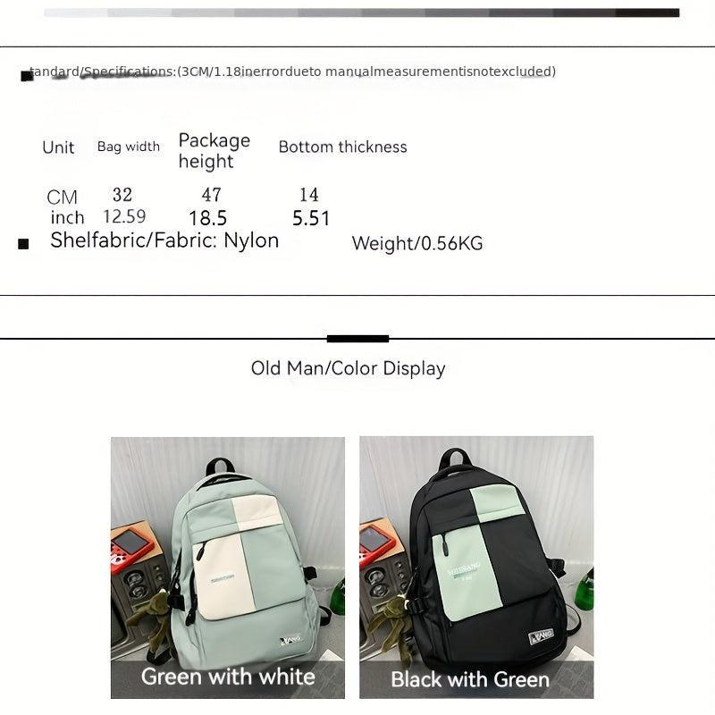 Contrast Backpack Large Capacity SchoolBag For Students