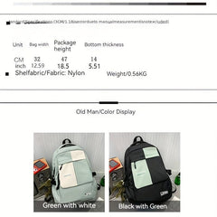 Contrast Backpack Large Capacity SchoolBag For Students