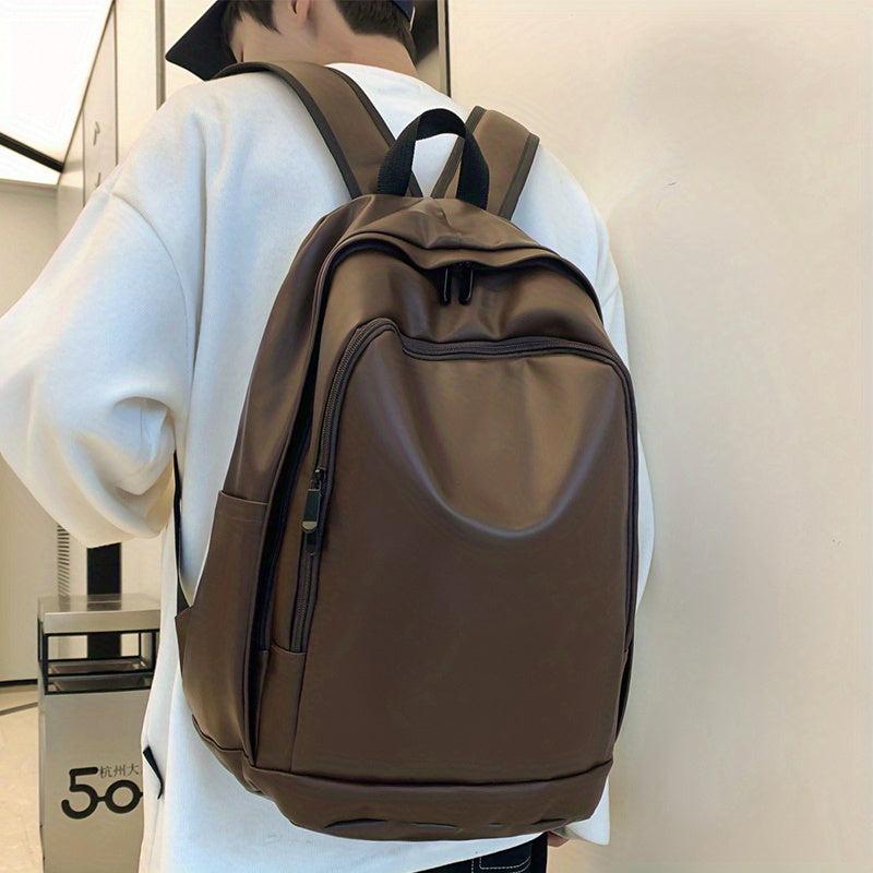 Large Capacity PU Leather Backpack for School and Computer