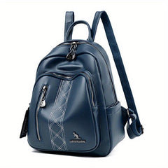 Casual Solid Backpack Large capacity PU Leather Bag For Daily Use