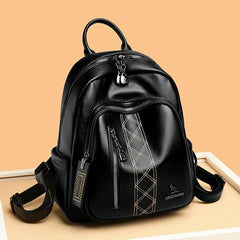 Casual Solid Backpack Large capacity PU Leather Bag For Daily Use
