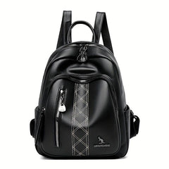 Casual Solid Backpack Large capacity PU Leather Bag For Daily Use