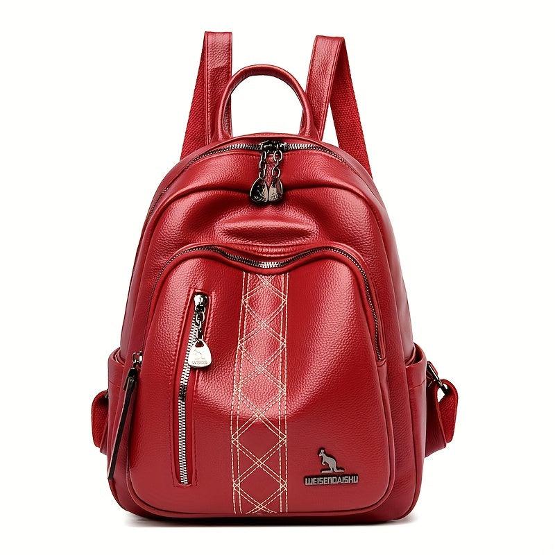 Casual Solid Backpack Large capacity PU Leather Bag For Daily Use