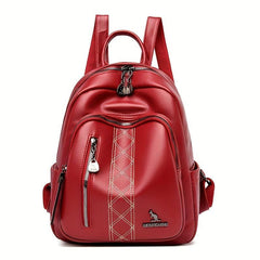 Casual Solid Backpack Large capacity PU Leather Bag For Daily Use