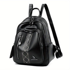 Casual Solid Backpack Large capacity PU Leather Bag For Daily Use