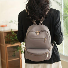 2pcs Causal Backpack With Wash Bag Set Large Capacity Outdoor Backpack