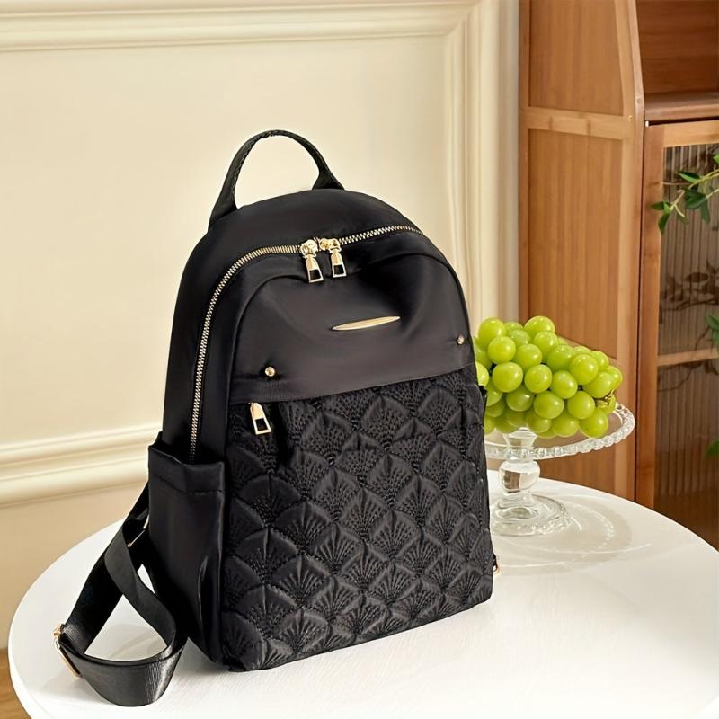 Large Capacity Quilted Nylon Backpack for Travel