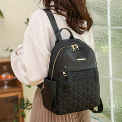 Large Capacity Quilted Nylon Backpack for Travel