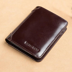 RFID Blocking Slim Trifold Leather Wallet Men's Business Thin Gift