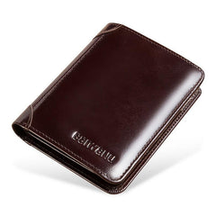 RFID Blocking Slim Trifold Leather Wallet Men's Business Thin Gift