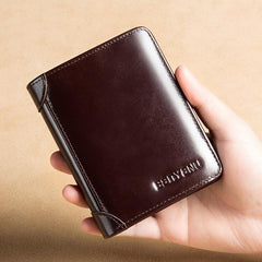 RFID Blocking Slim Trifold Leather Wallet Men's Business Thin Gift