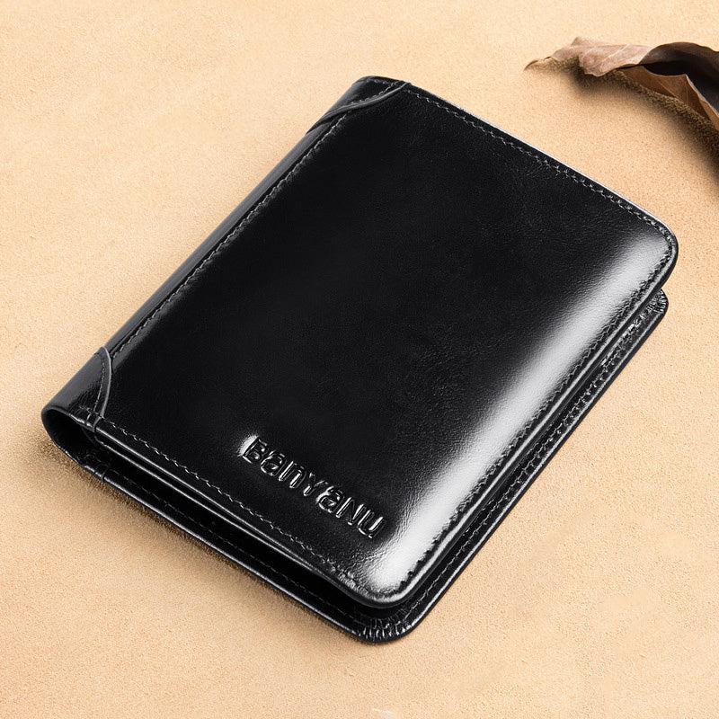 RFID Blocking Slim Trifold Leather Wallet Men's Business Thin Gift